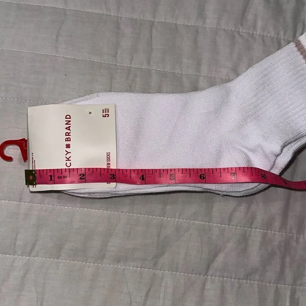 Lucky Brand Ladies 5 pk White Cream Tan Shortie Crew Socks